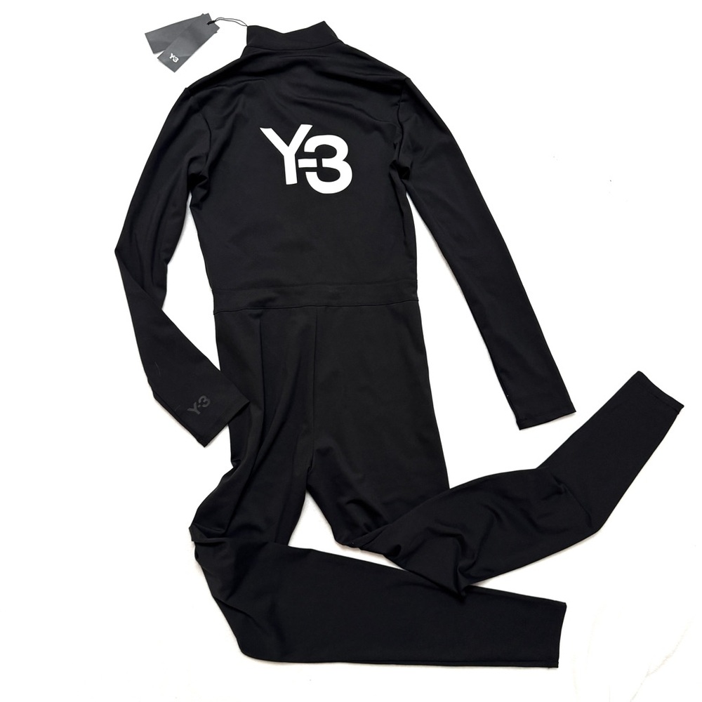Y-3 Yohji Yamamoto Adidas Womens sz L Catsuit Black Bodysuit Jumpsuit Stretch - Picture 5 of 11